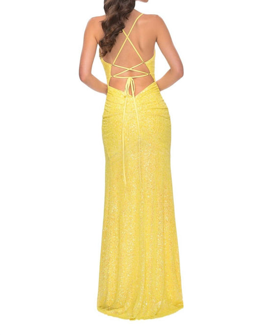 La Femme - Fitted Stretch Sequin Prom Dress - clothing - dresses - patterned