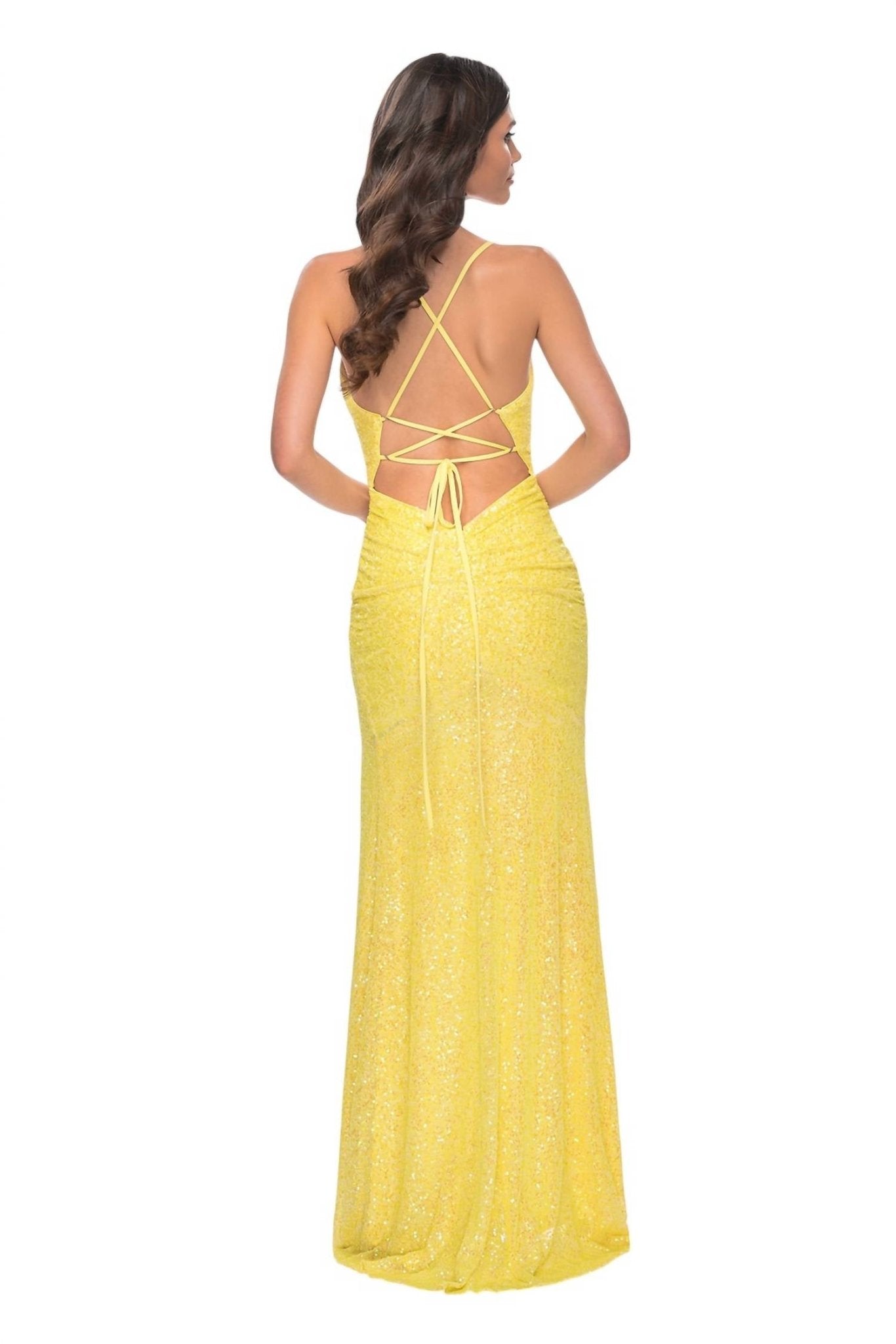 La Femme - Fitted Stretch Sequin Prom Dress - clothing - dresses - patterned