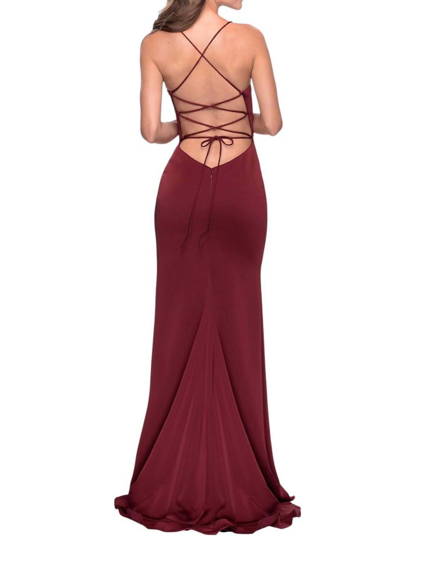 La Femme - Form Fitting Faux Wrap Prom Dress - clothing - dresses - prom