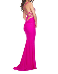 La Femme - Fully Rhinestone Embellished Top Prom Dress - clothing - dresses - patterned