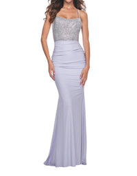 La Femme - Fully Rhinestone Embellished Top Prom Dress - clothing - dresses - patterned