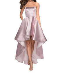 La Femme - Glamorous Metallic High Low Prom Dress - clothing - dresses - high - low