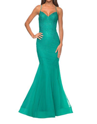La Femme - Gorgeous V Neckline Mermaid Prom Dress - clothing - dresses - green
