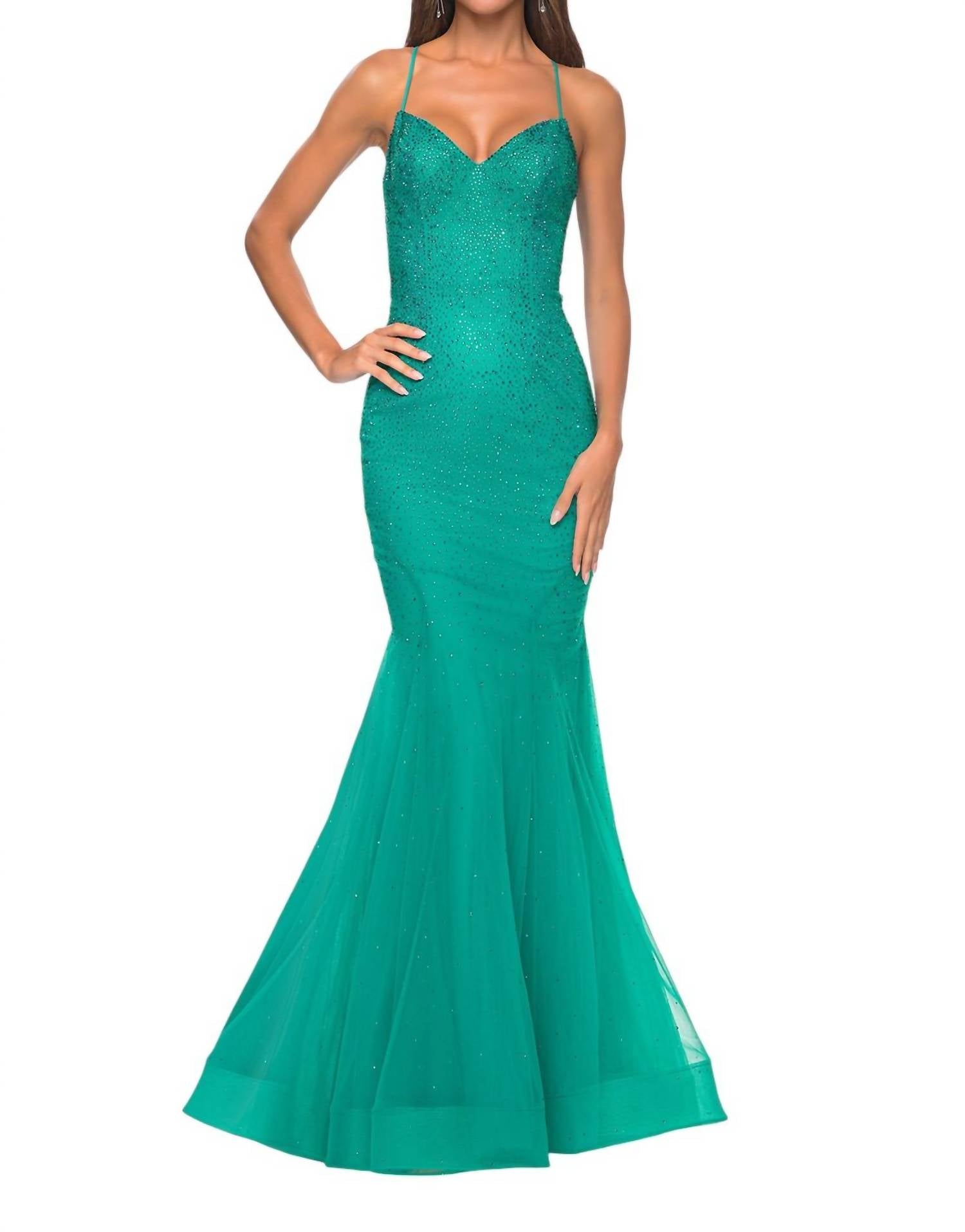 La Femme - Gorgeous V Neckline Mermaid Prom Dress - clothing - dresses - green