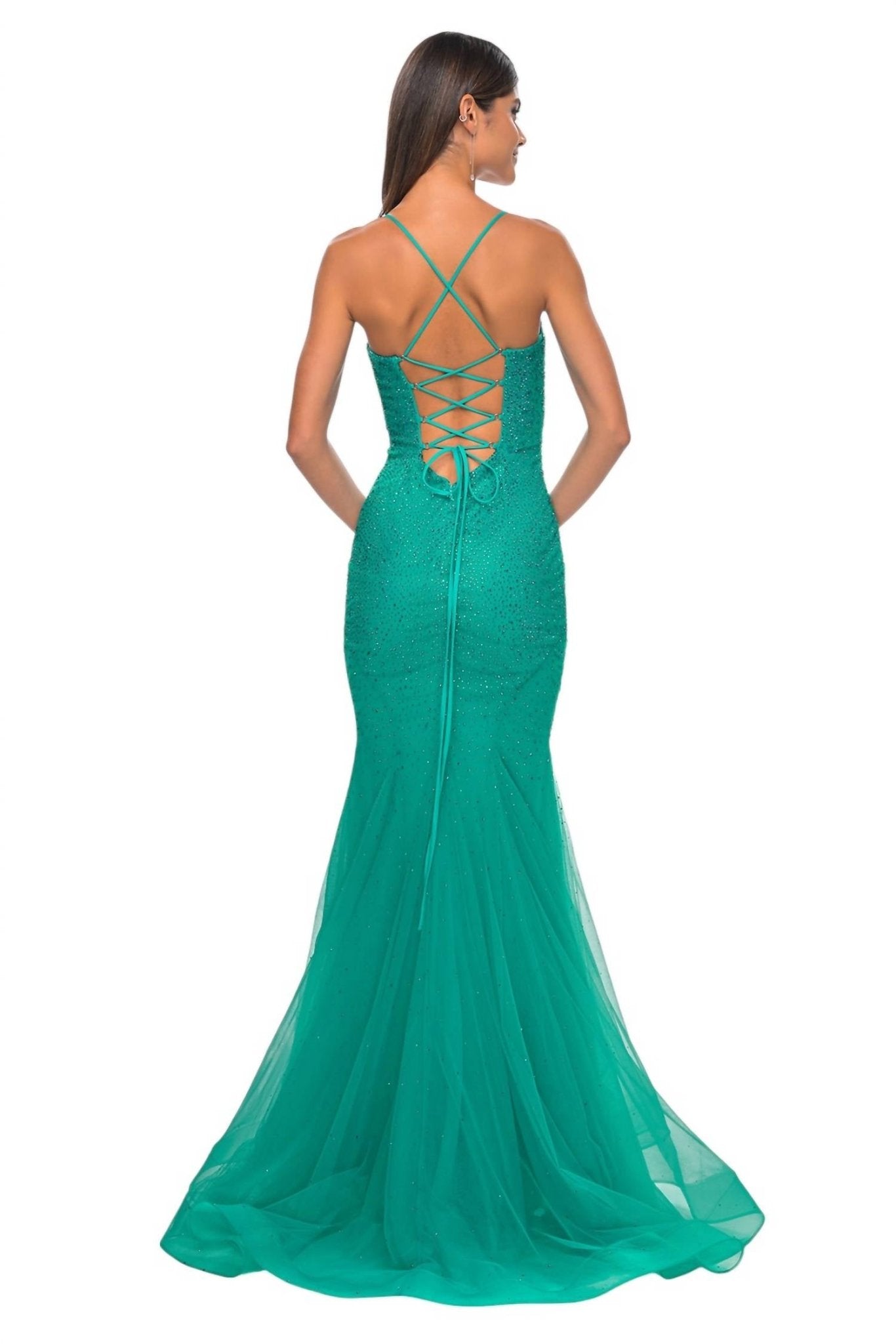 La Femme - Gorgeous V Neckline Mermaid Prom Dress - clothing - dresses - green