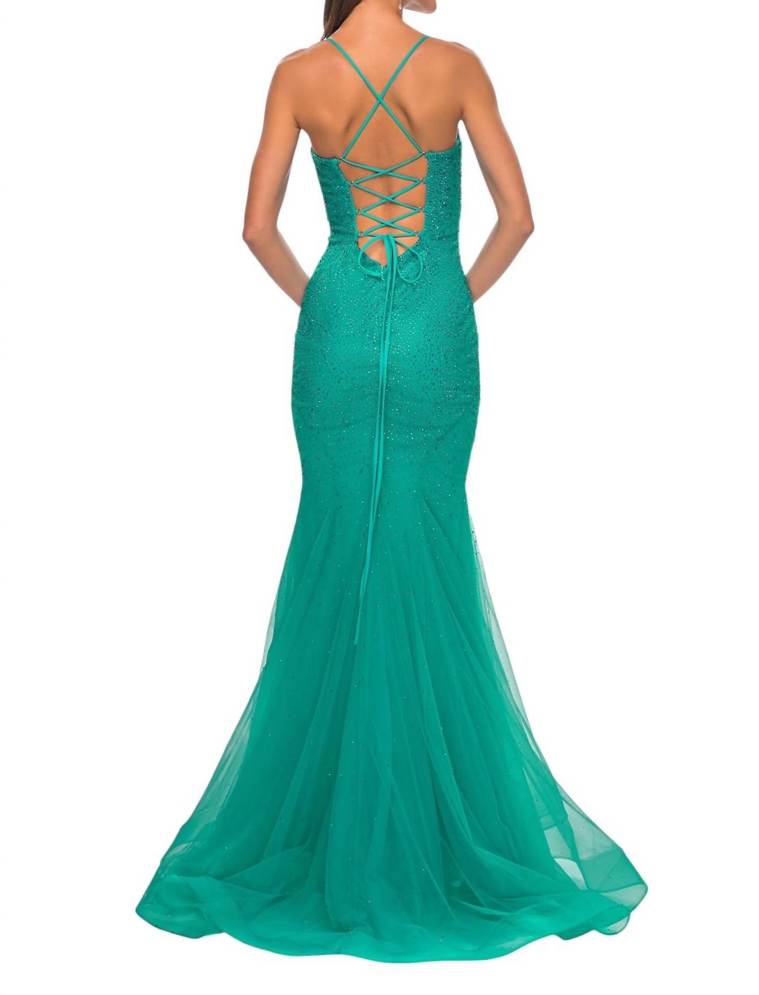 La Femme - Gorgeous V Neckline Mermaid Prom Dress - clothing - dresses - green