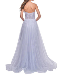 La Femme - Graceful A - line Prom Dress - blue - clothing - dresses