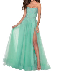 La Femme - Heavily Beaded Bodice Prom Dress - clothing - dresses - green