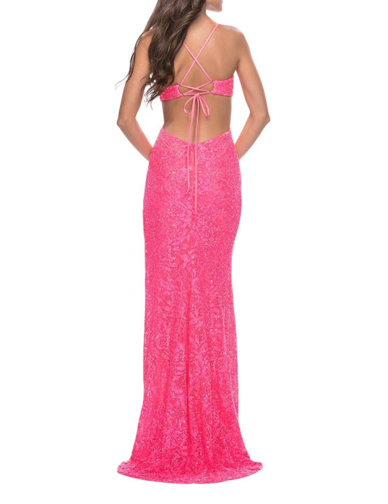 La Femme - High Circle Slit And Side Cutouts Prom Dress - clothing - dresses - lace