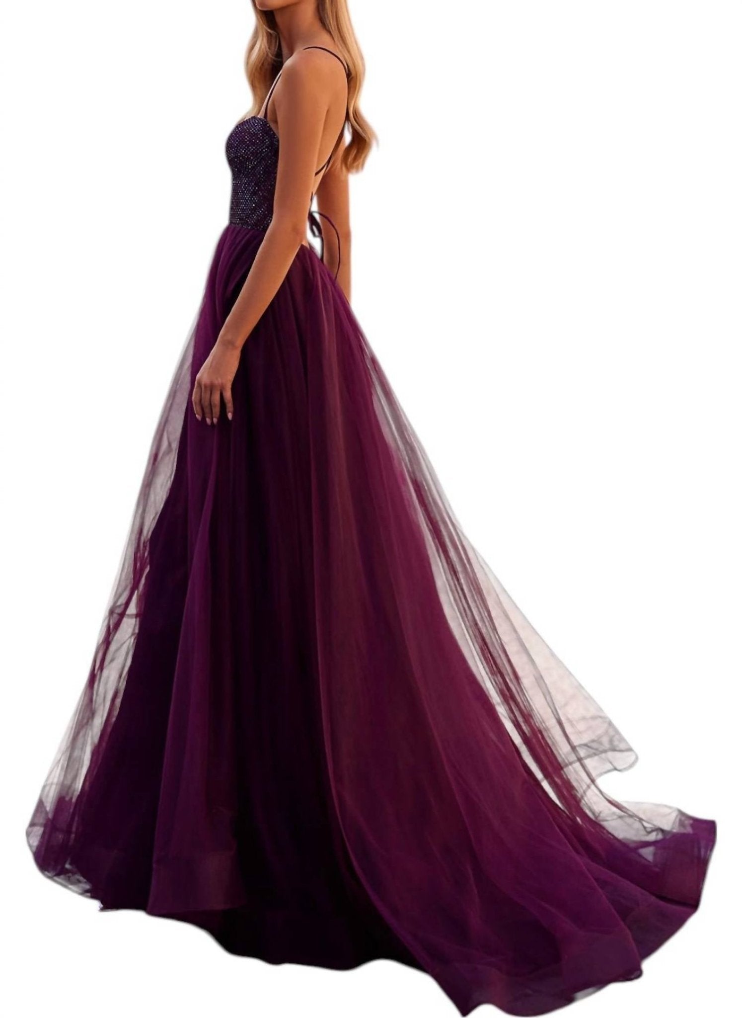 La Femme - Illusion Corset Bustier Top Prom Dress - clothing - dresses - patterned