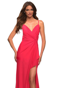 La Femme - Knot At Waist Prom Dress - clothing - dresses - orange