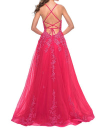 La Femme - Lace - detailed A - line Prom Dress - clothing - dresses - lace