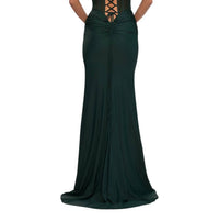 La Femme - Long Jersey Corset Top Prom Dress - clothing - dresses - green