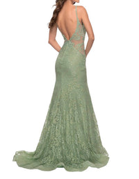 La Femme - Mermaid Lace Prom Dress - clothing - dresses - green