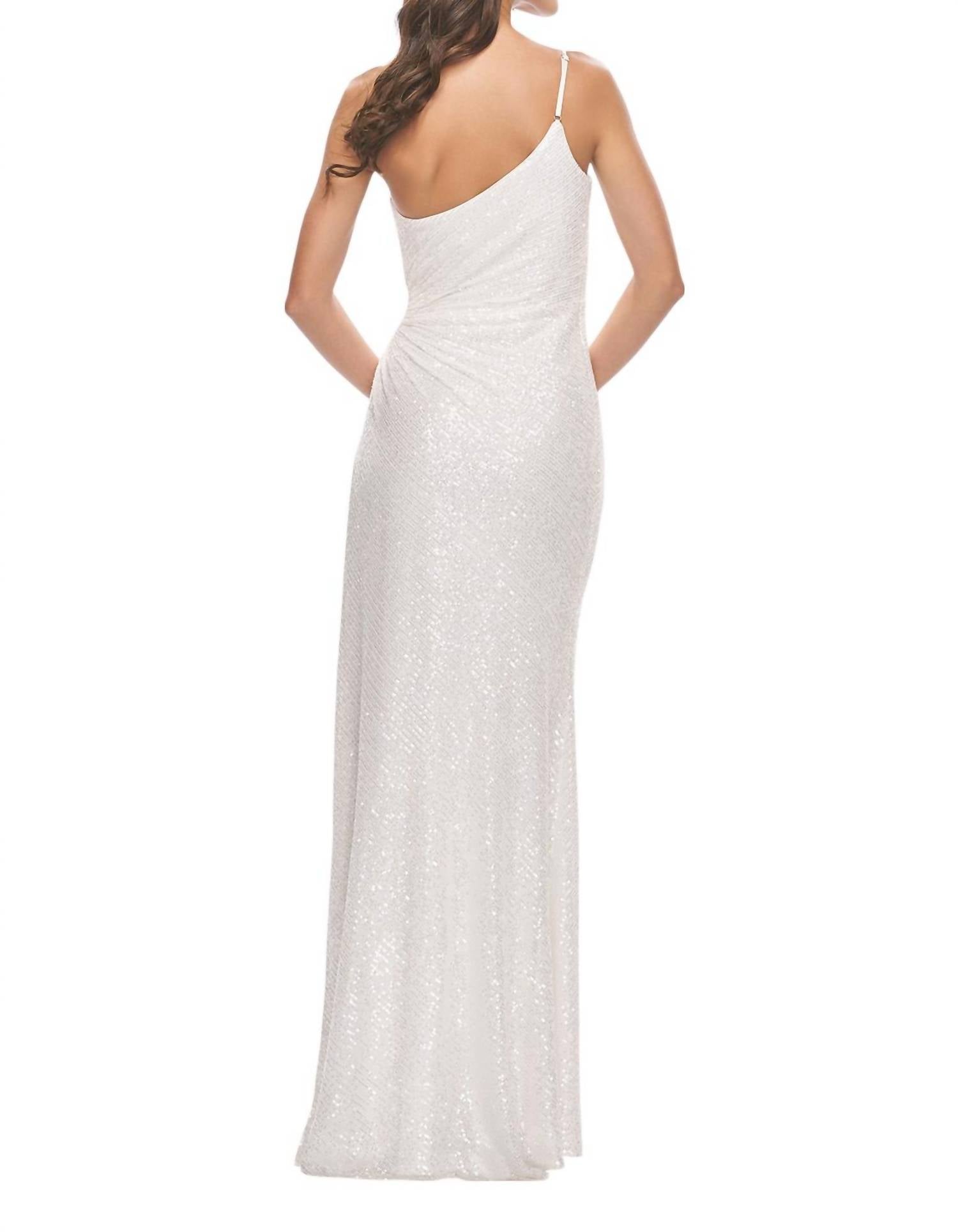 La Femme - One Shoulder Sequin Prom Dress - clothing - dresses - patterned