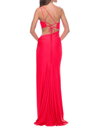 La Femme - One Shoulder Side Cut Out Prom Dress - clothing - dresses - orange