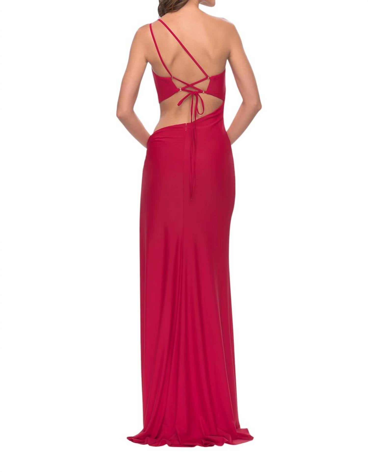 La Femme - One Shoulder Side Cut Out Prom Dress - clothing - dresses - prom