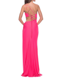 La Femme - One Shoulder Side Cut Out Prom Dress - clothing - dresses - pink
