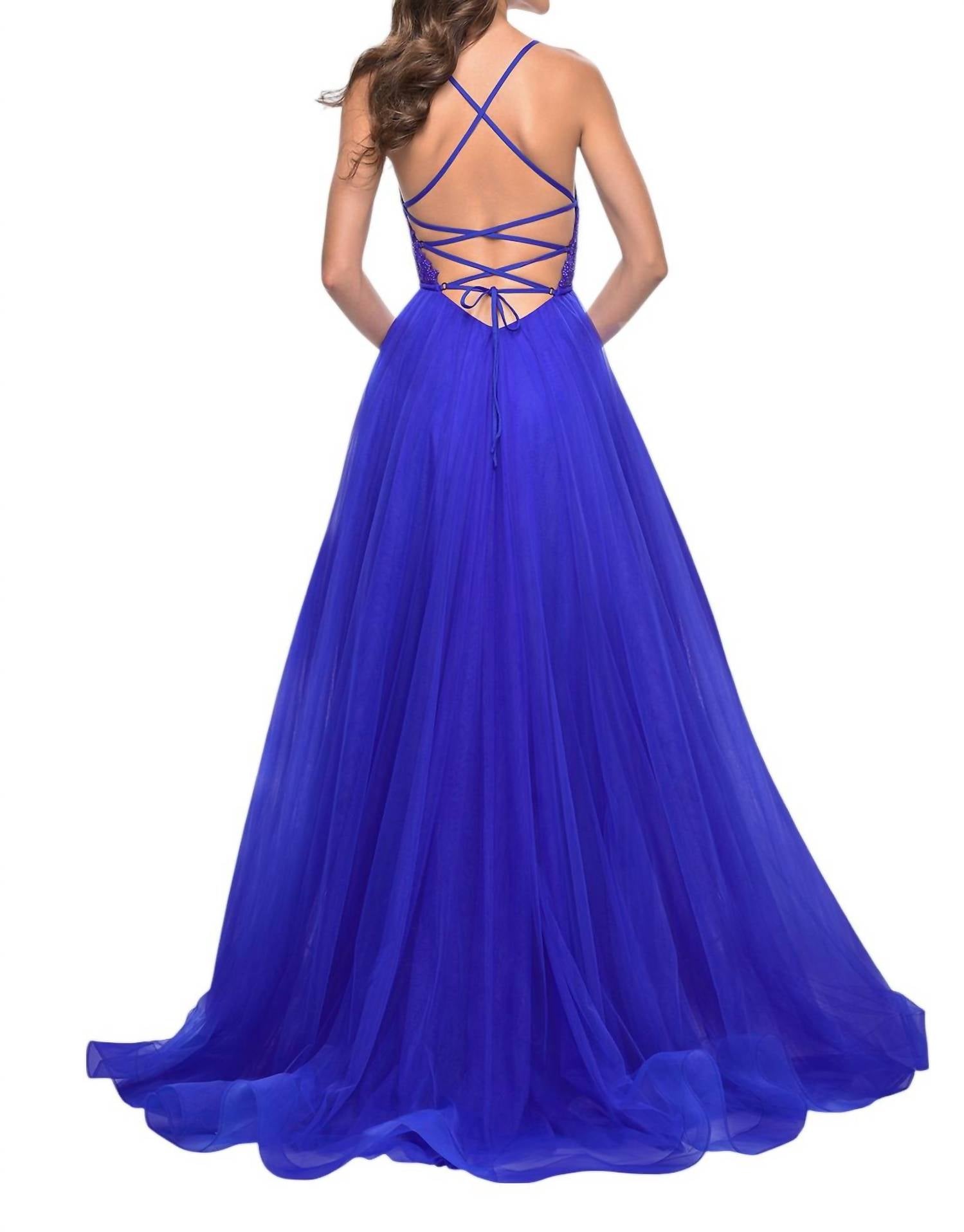 La Femme - Pretty Tulle A - line Ball Gown - blue - clothing - dresses
