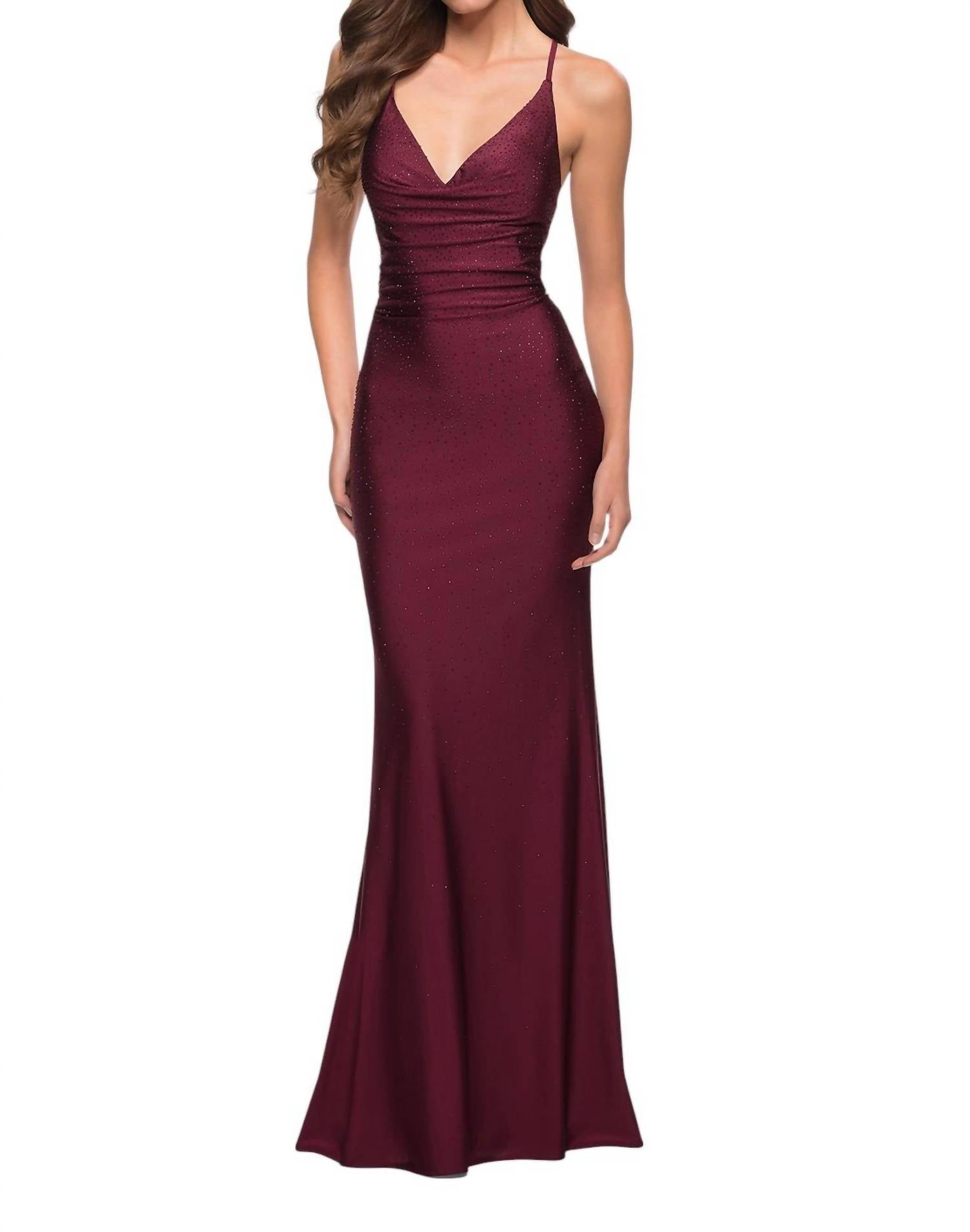 La Femme - Rhinestone Beaded Prom Dress - clothing - dresses - patterned