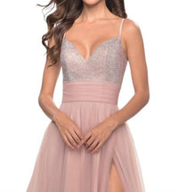 La Femme - Ruched Banded Waist Prom Dress - clothing - dresses - patterned