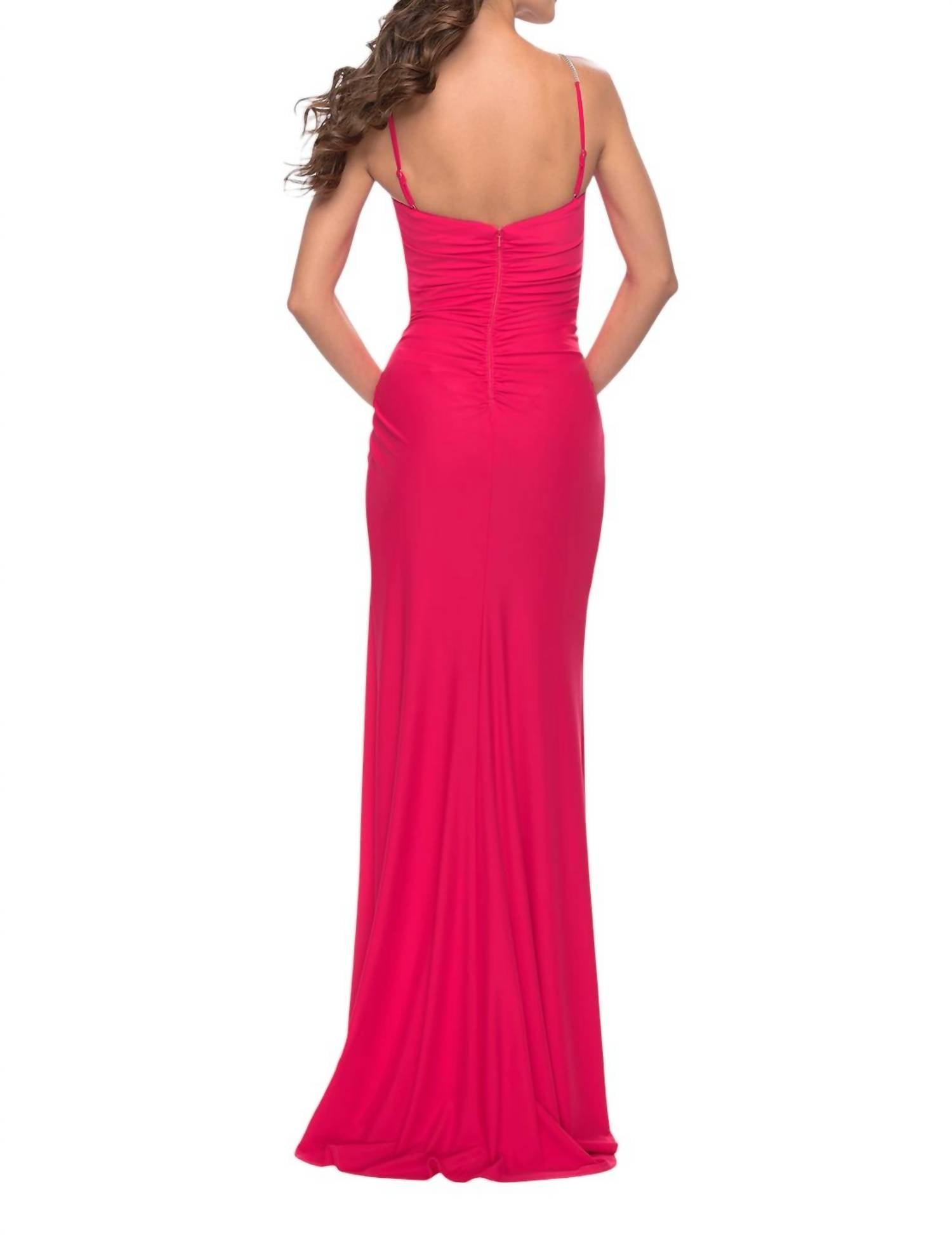 La Femme - Ruching Across Bodice Prom Dress - clothing - dresses - pink