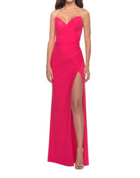 La Femme - Ruching Across Bodice Prom Dress - clothing - dresses - pink