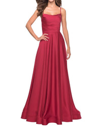 La Femme - Satin A Line Prom Dress - clothing - dresses - prom