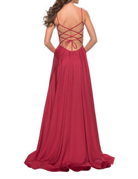 La Femme - Satin A Line Prom Dress - clothing - dresses - prom