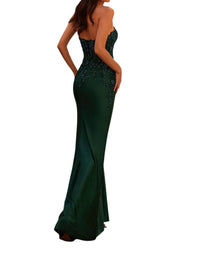 La Femme - Satin Fitted Prom Dress - clothing - dresses - green