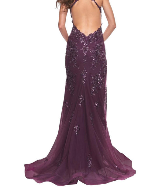 La Femme - Sequin Beaded Floral Embellished Prom Dress - clothing - dresses - patterned