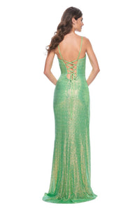 La Femme - Sequin Bustier Corset Top Prom Dress - clothing - dresses - green