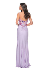 La Femme - Sequin Lace Illusion Top Prom Dress - clothing - dresses - patterned