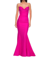 La Femme - Strapless Draped Neckline Mermaid Prom Dress - clothing - dresses - pink