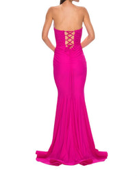 La Femme - Strapless Draped Neckline Mermaid Prom Dress - clothing - dresses - pink