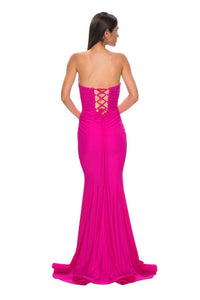 La Femme - Strapless Draped Neckline Mermaid Prom Dress - clothing - dresses - pink
