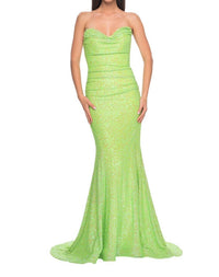 La Femme - Strapless Draped Neckline Prom Dress - clothing - dresses - green