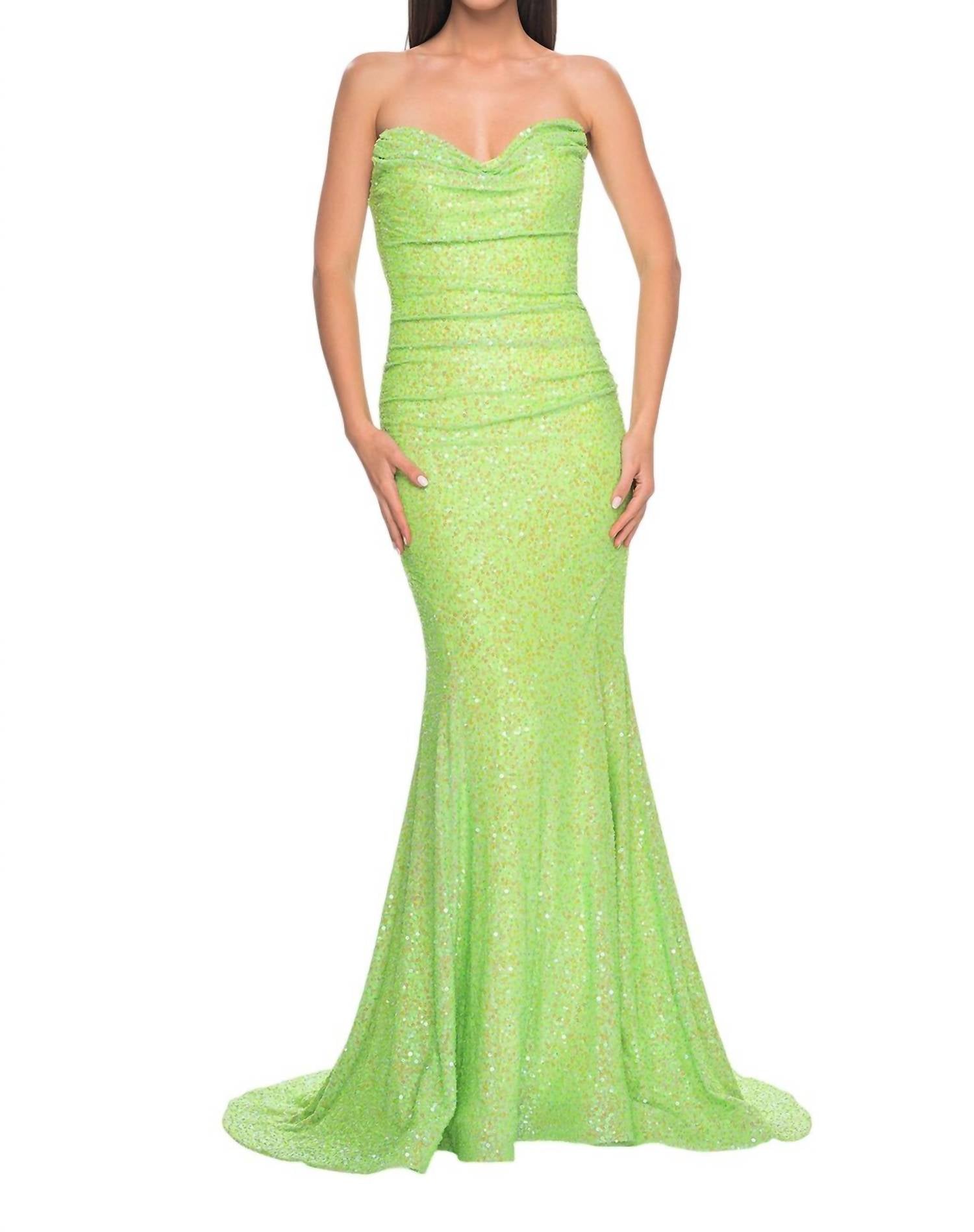 La Femme - Strapless Draped Neckline Prom Dress - clothing - dresses - green