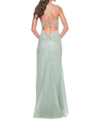 La Femme - Stunning Fitted Net Prom Dress - clothing - dresses - green