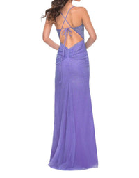 La Femme - Stunning Fitted Net Prom Dress - clothing - dresses - patterned