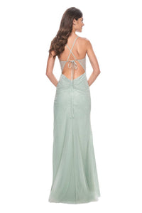 La Femme - Stunning Fitted Net Prom Dress - clothing - dresses - green