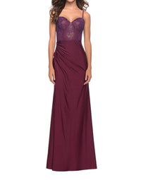 La Femme - Sweetheart Jersey Prom Dress - clothing - dresses - patterned