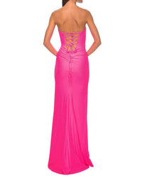 La Femme - Sweetheart Neckline Knot Detail At Waist Prom Dress - clothing - dresses - patterned