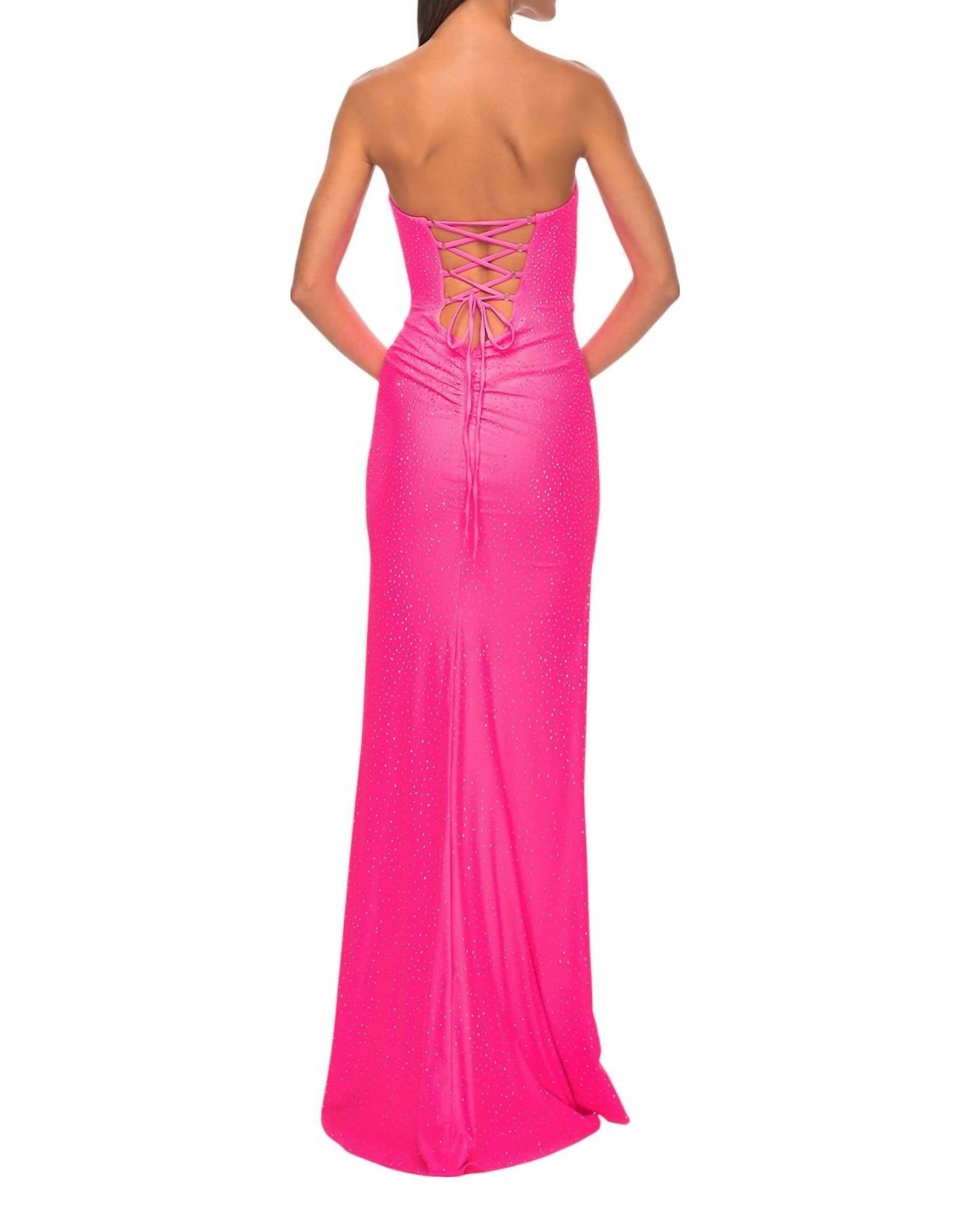 La Femme - Sweetheart Neckline Knot Detail At Waist Prom Dress - clothing - dresses - patterned