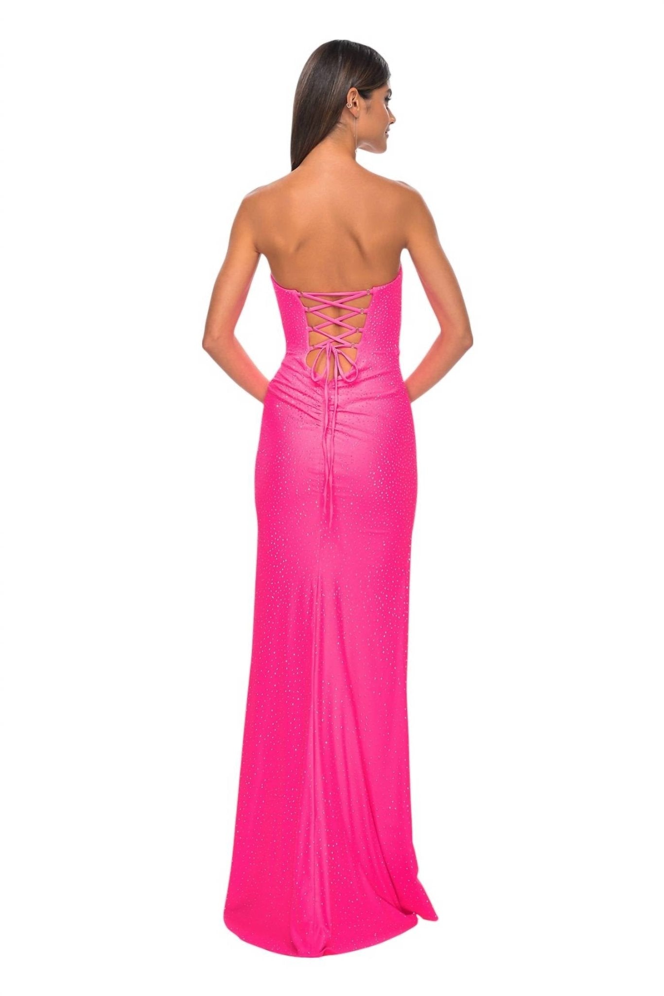 La Femme - Sweetheart Neckline Knot Detail At Waist Prom Dress - clothing - dresses - patterned