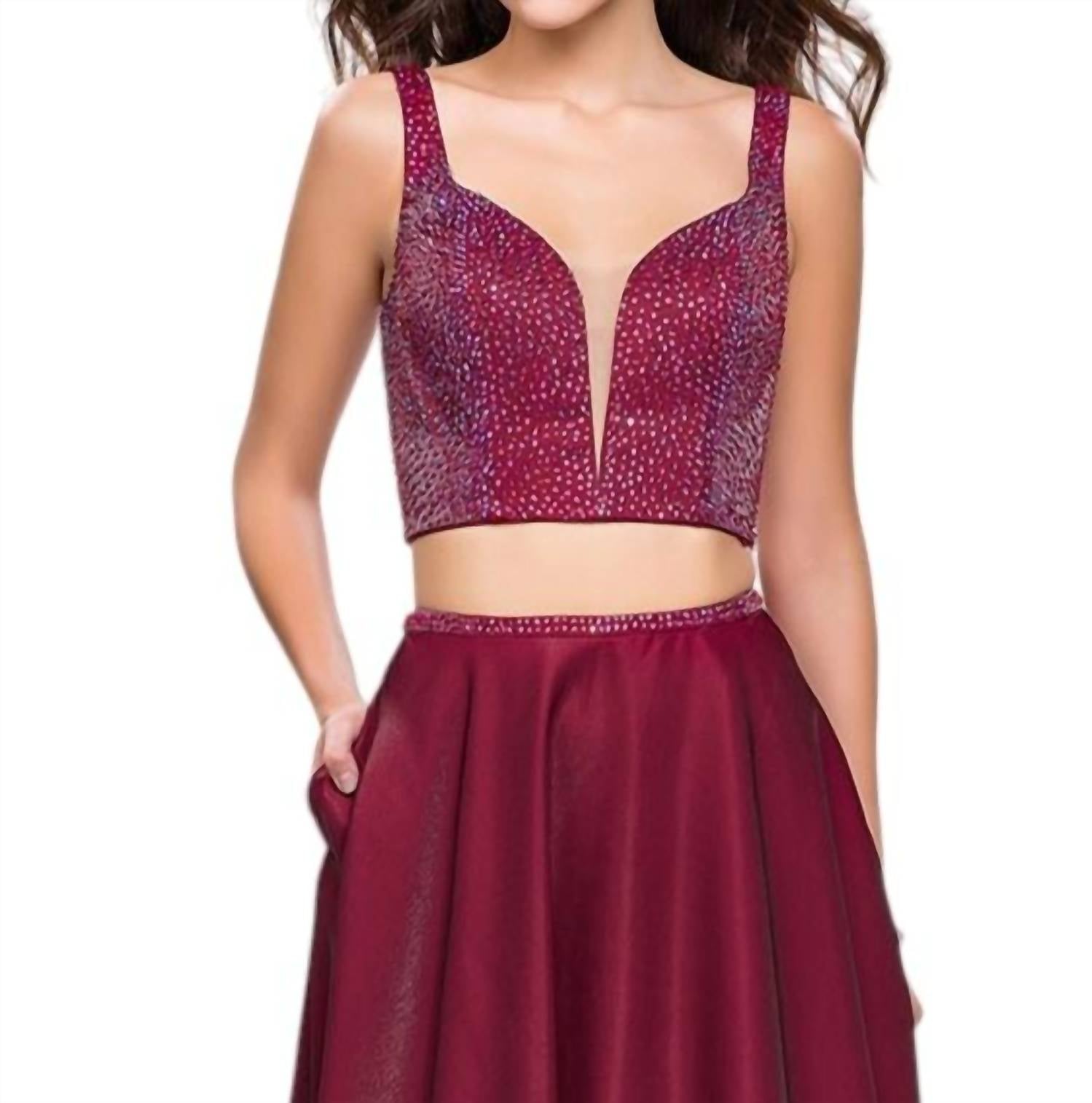 La Femme - Two Piece A - line Prom Dress - clothing - dresses - patterned