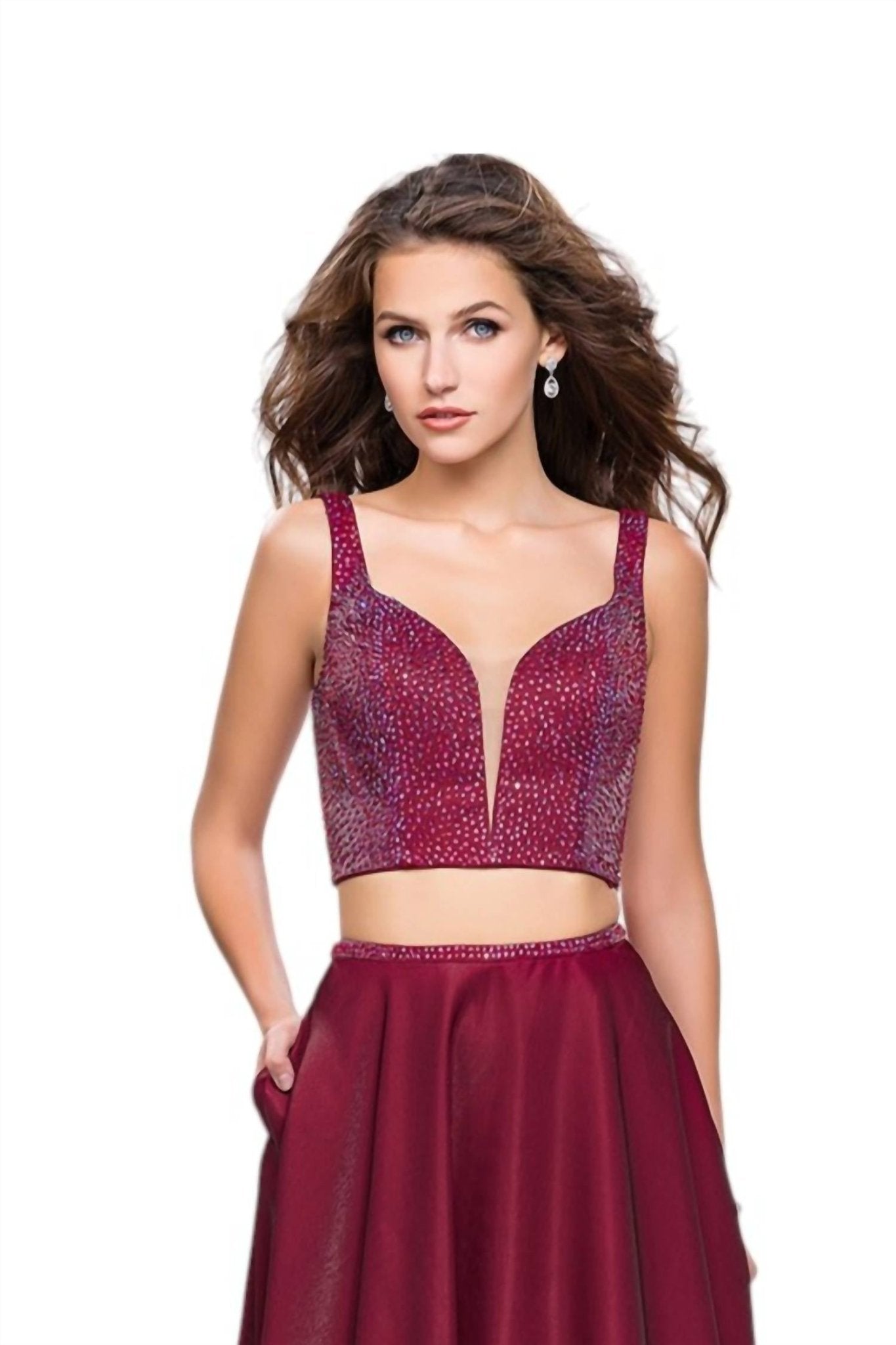 La Femme - Two Piece A - line Prom Dress - clothing - dresses - patterned
