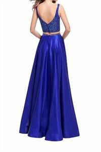 La Femme - Two Piece A - line Prom Dress - blue - clothing - dresses