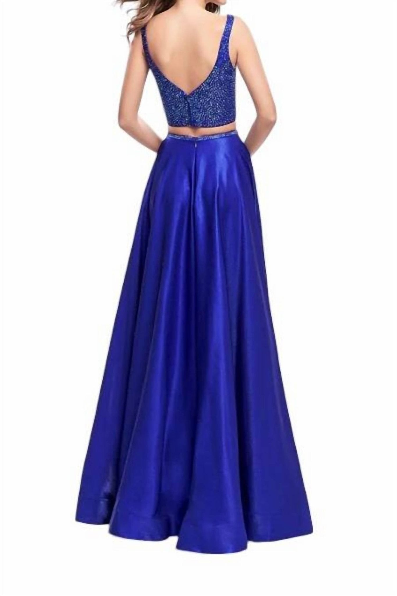 La Femme - Two Piece A - line Prom Dress - blue - clothing - dresses