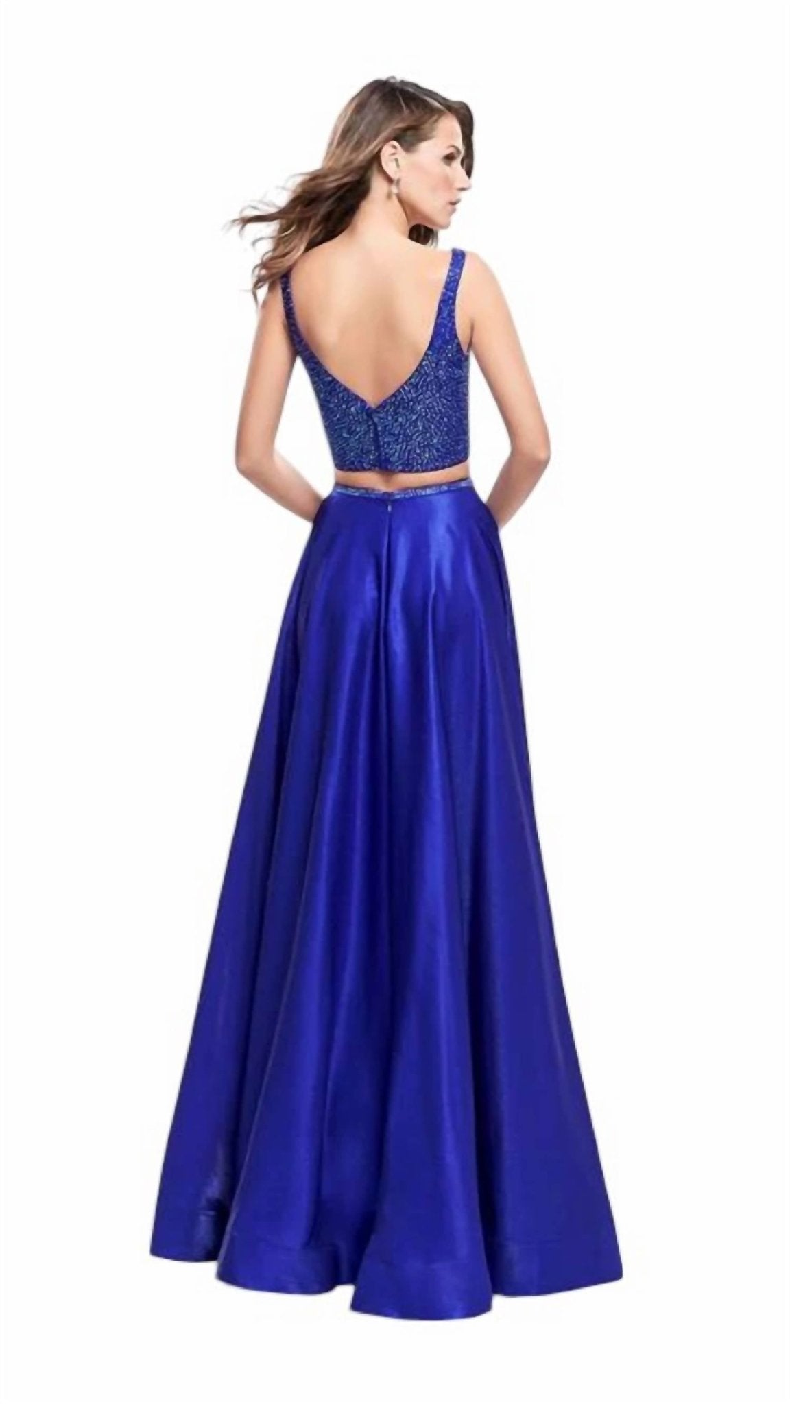 La Femme - Two Piece A - line Prom Dress - blue - clothing - dresses